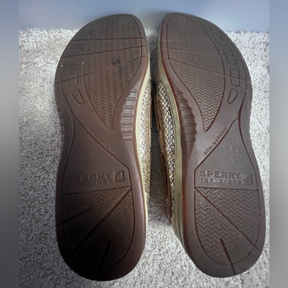 Sperry Top Sider Women's Size 9.5M Boat Shoes Tan Leather Angelfish Gold Sequins - Picture 5 of 5